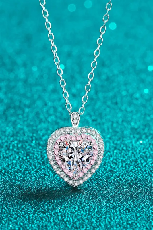 925 Sterling Silver 1 Carat Moissanite Heart Pendant Necklace sold by Gigi Laurent