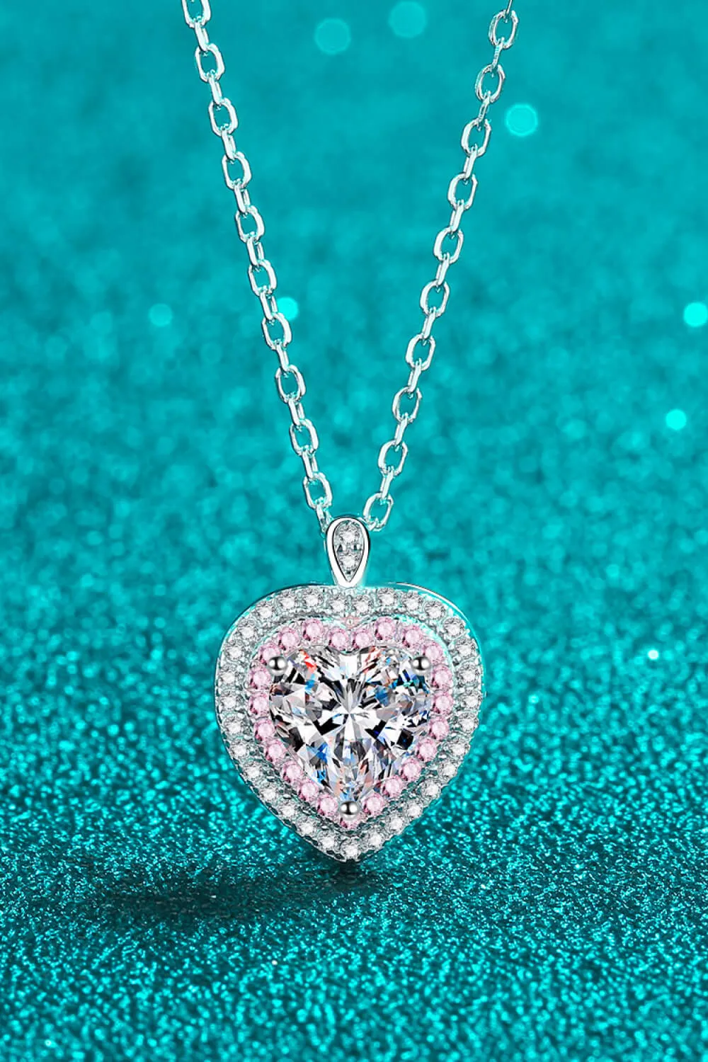 925 Sterling Silver 1 Carat Moissanite Heart Pendant Necklace sold by Gigi Laurent