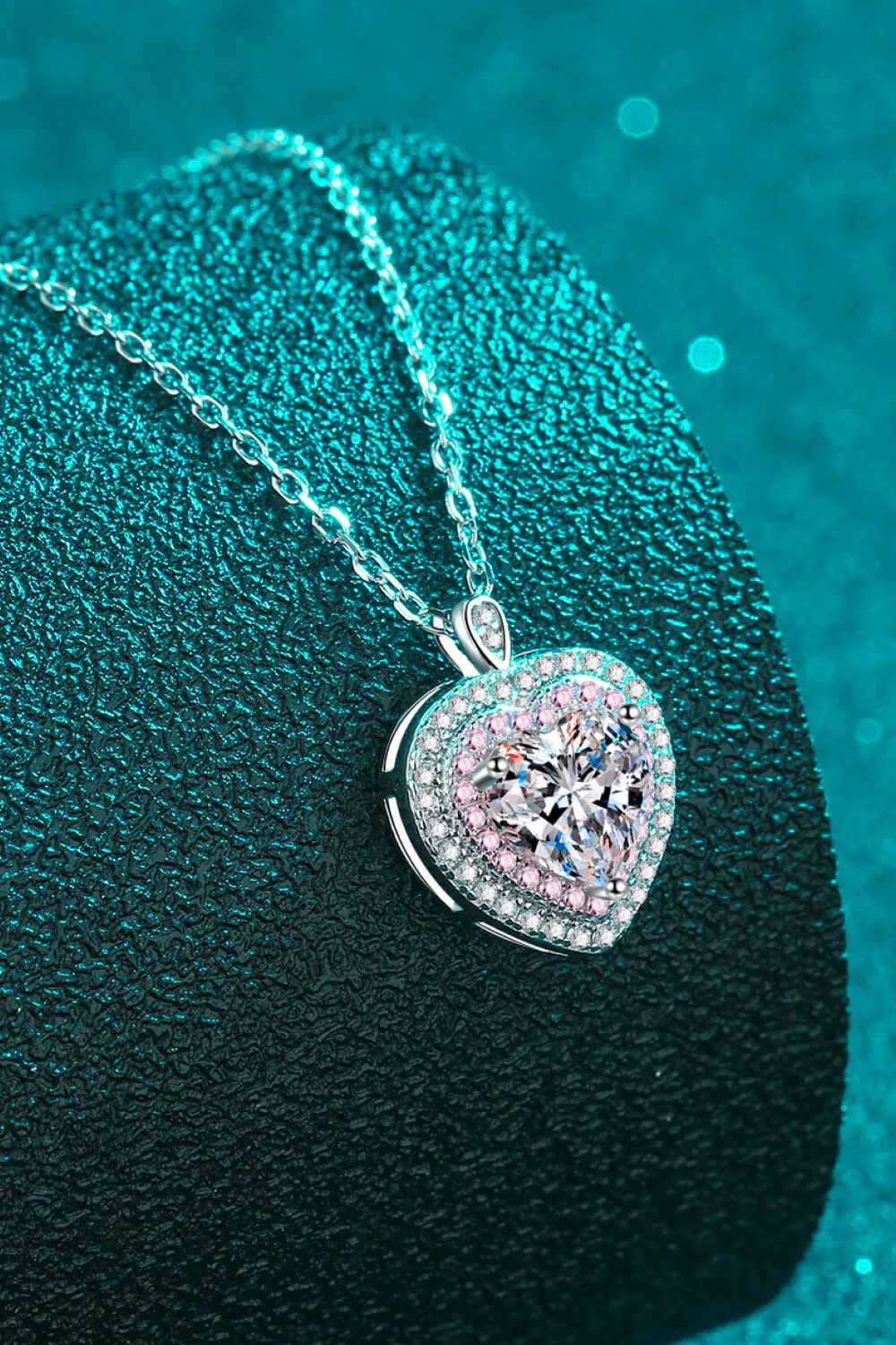 925 Sterling Silver 1 Carat Moissanite Heart Pendant Necklace sold by Gigi Laurent product image thumbnail 2