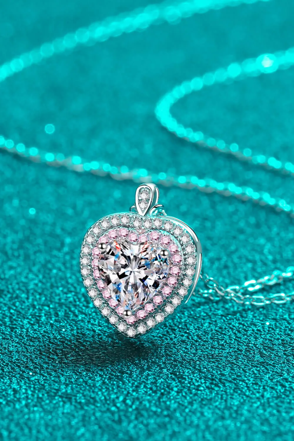 925 Sterling Silver 1 Carat Moissanite Heart Pendant Necklace sold by Gigi Laurent product image thumbnail 3