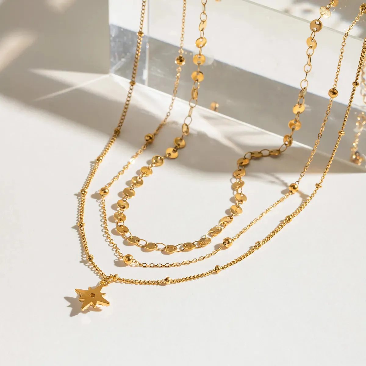 18K Gold-Plated Layered Star Pendant Necklace sold by Gigi Laurent product image thumbnail 4