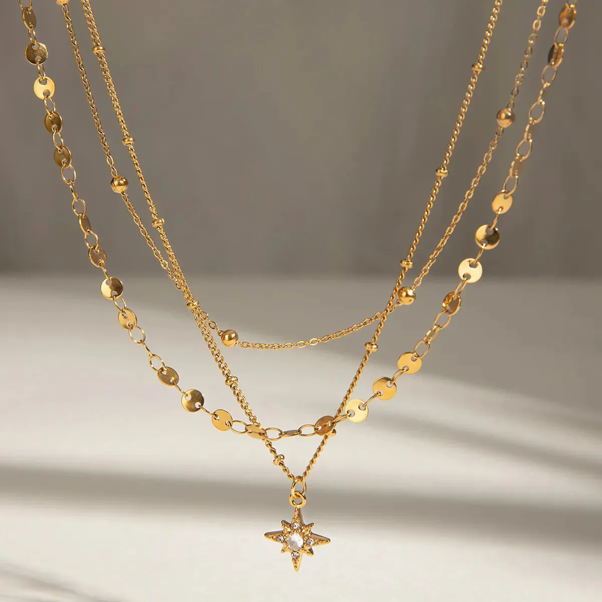 18K Gold-Plated Layered Star Pendant Necklace sold by Gigi Laurent product image thumbnail 3