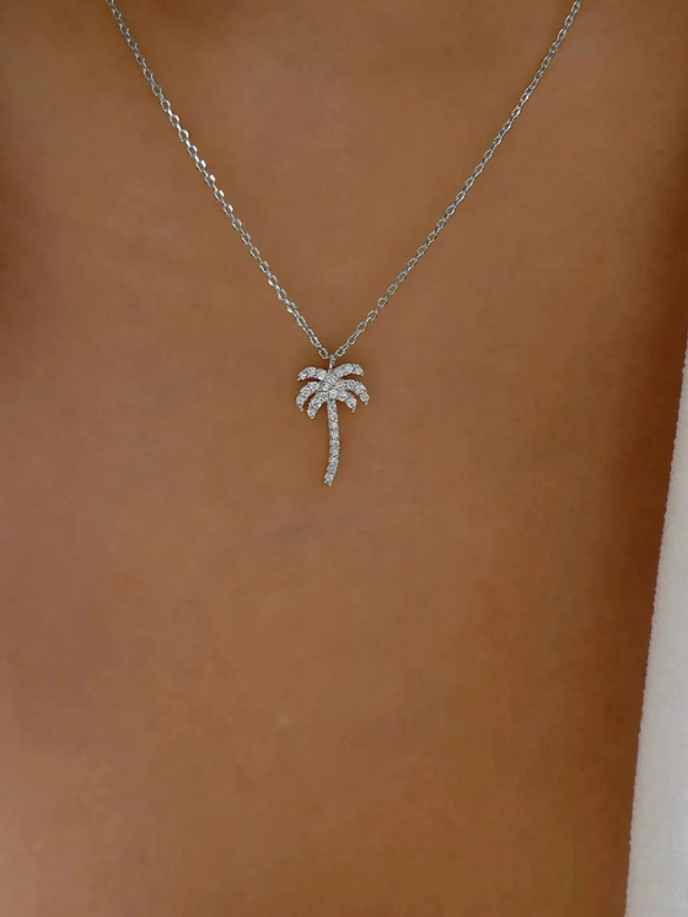 Zircon Palm Tree Pendant Necklace sold by Gigi Laurent product image thumbnail 2