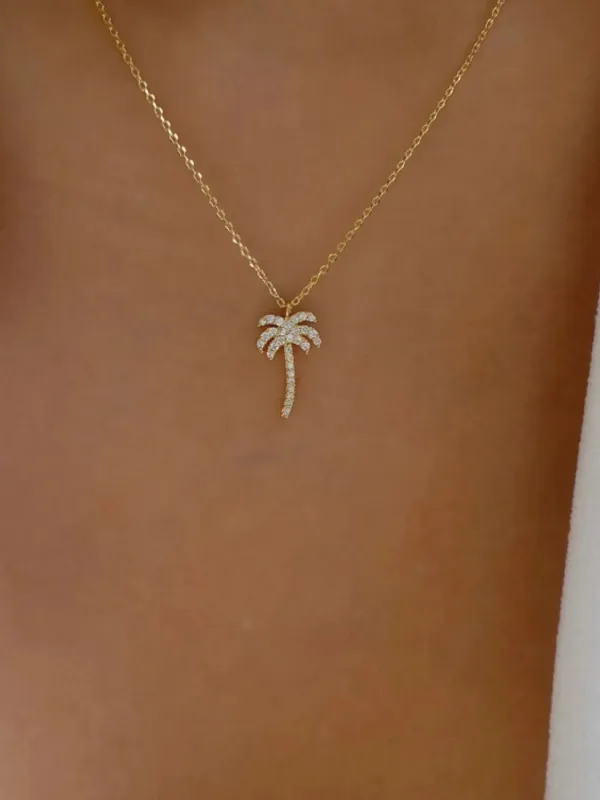 Zircon Palm Tree Pendant Necklace sold by Gigi Laurent