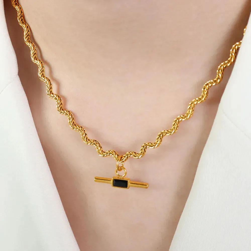 Stainless Steel Glass Cone Shaped Pendant Necklace sold by Gigi Laurent product image thumbnail 4