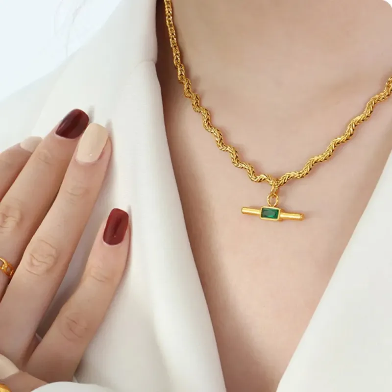 Stainless Steel Glass Cone Shaped Pendant Necklace sold by Gigi Laurent