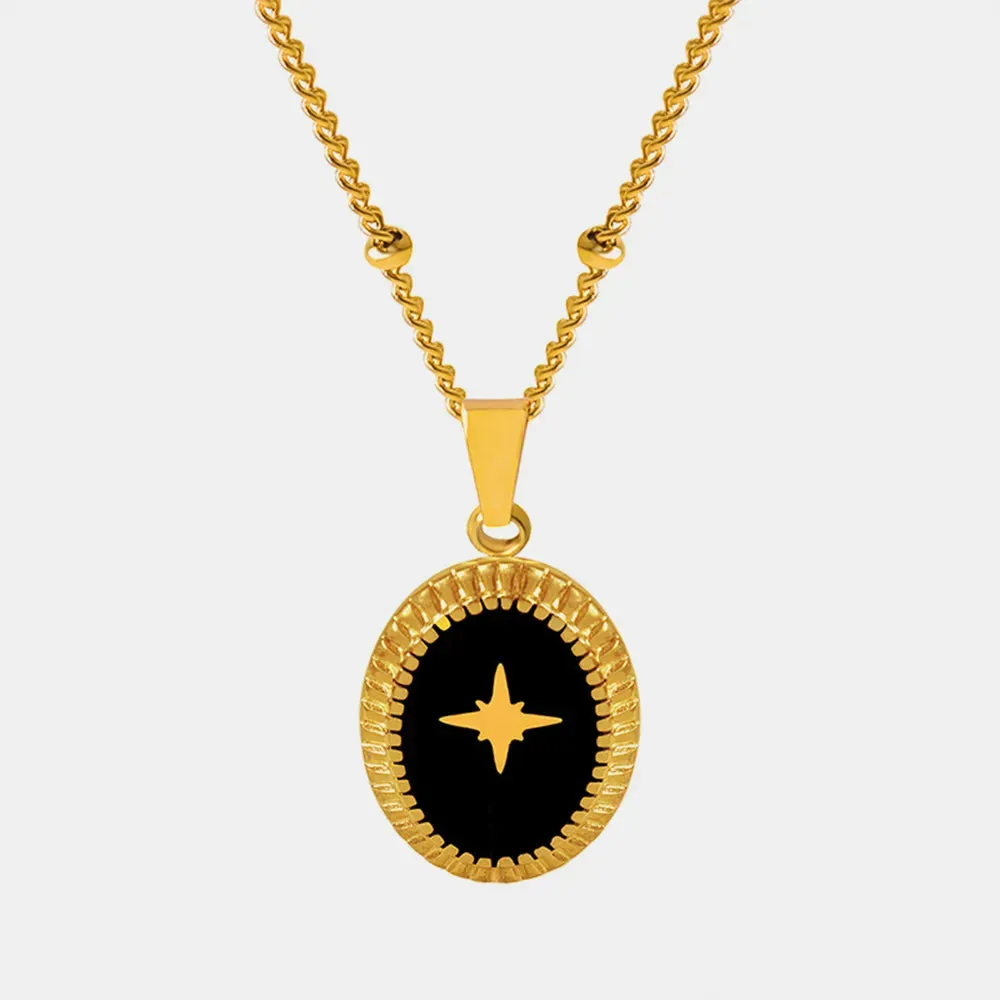 Gold-Plated Titanium Steel Oval Shape Pendant Necklace sold by Gigi Laurent product image thumbnail 4