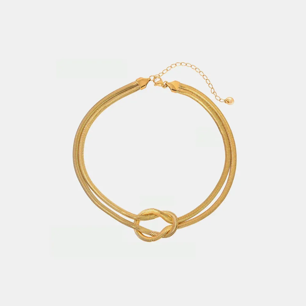 Double Layered Knot Herringbone Choker Necklace sold by Gigi Laurent