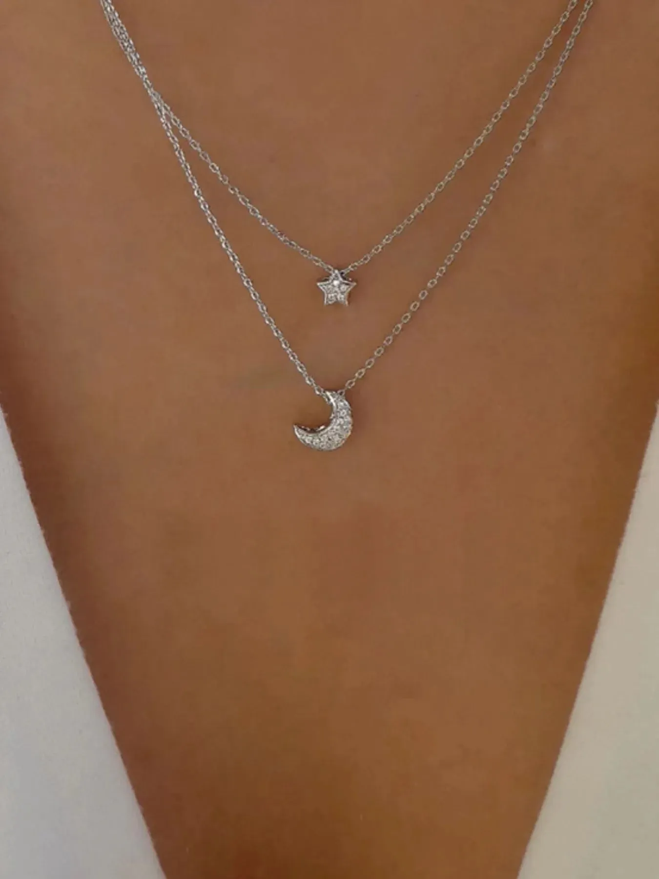 Double Layered Star and Moon Pendant Necklace sold by Gigi Laurent product image thumbnail 2