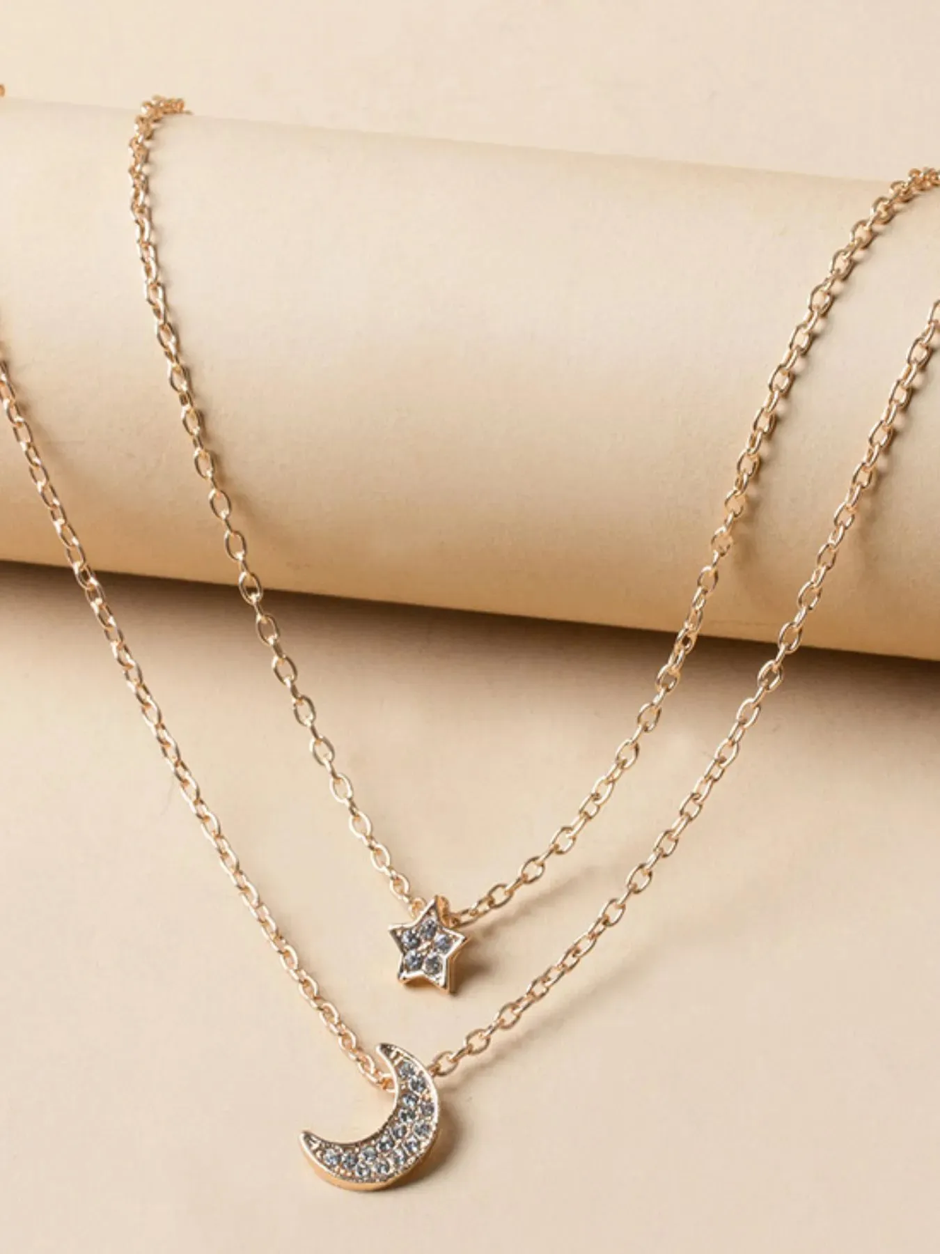 Double Layered Star and Moon Pendant Necklace sold by Gigi Laurent product image thumbnail 3