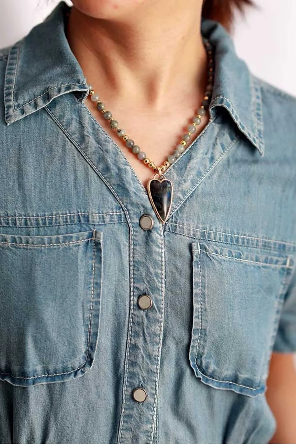 Natural Stone Pendant Beaded Necklace sold by Gigi Laurent product image thumbnail 2