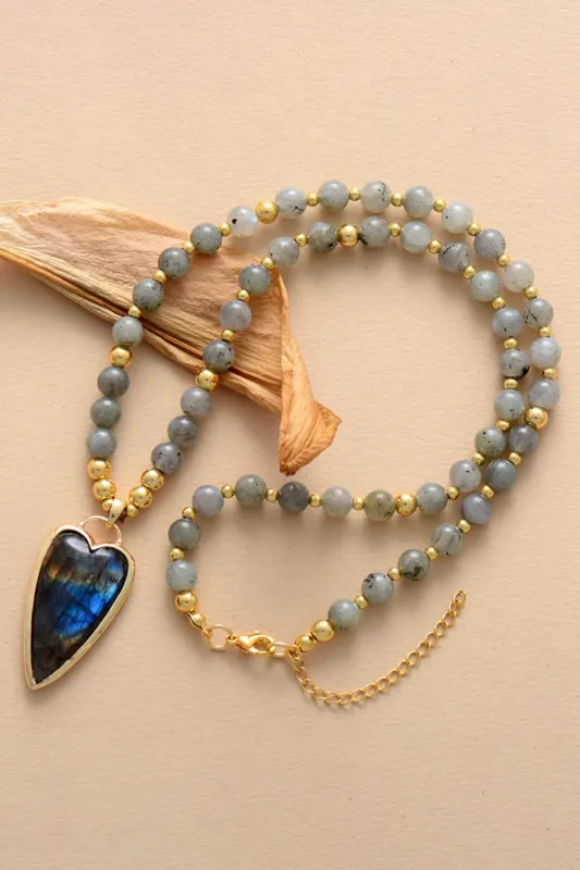 Natural Stone Pendant Beaded Necklace sold by Gigi Laurent