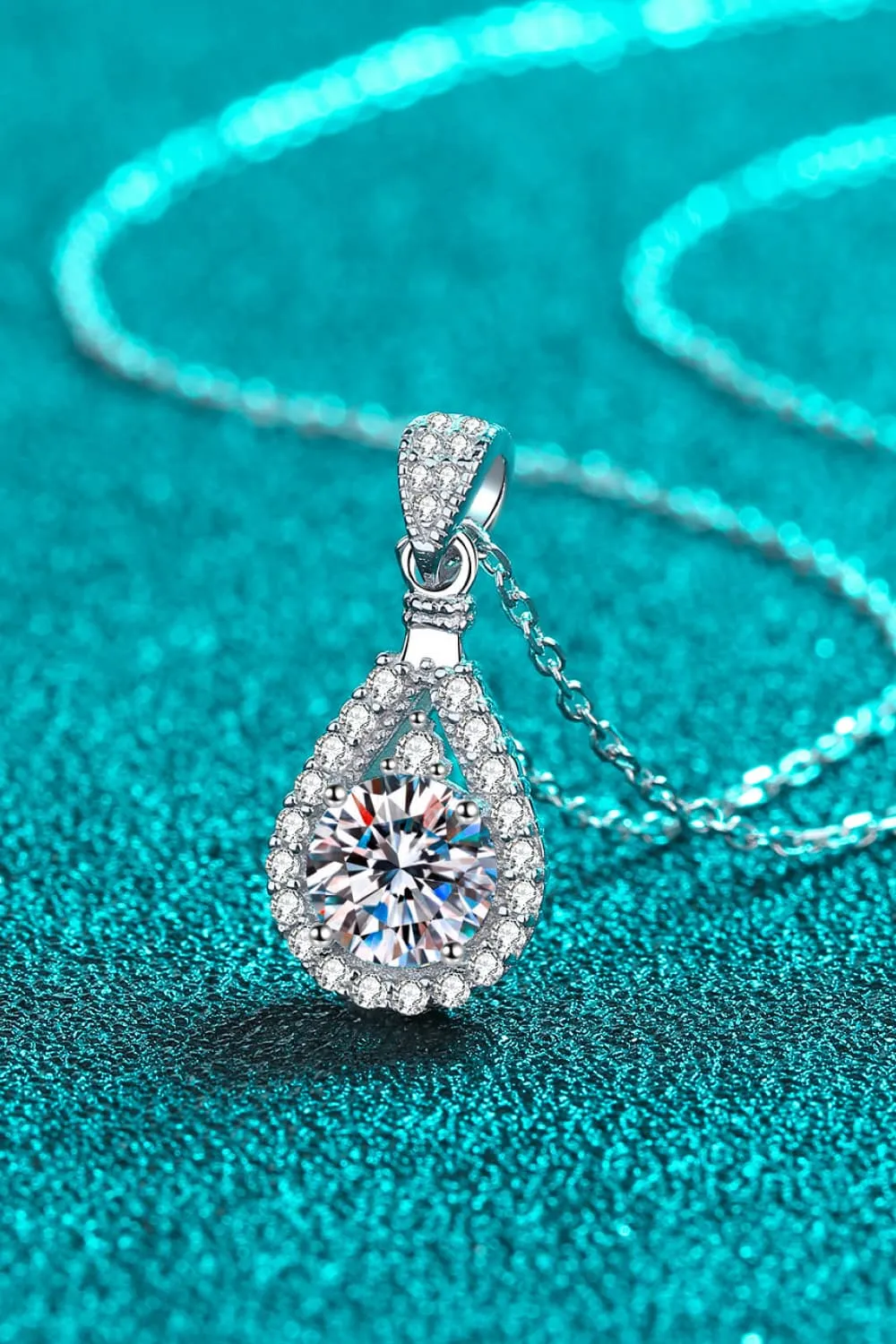 2 Carat Moissanite Teardrop Pendant 925 Sterling Silver Necklace sold by Gigi Laurent product image thumbnail 5