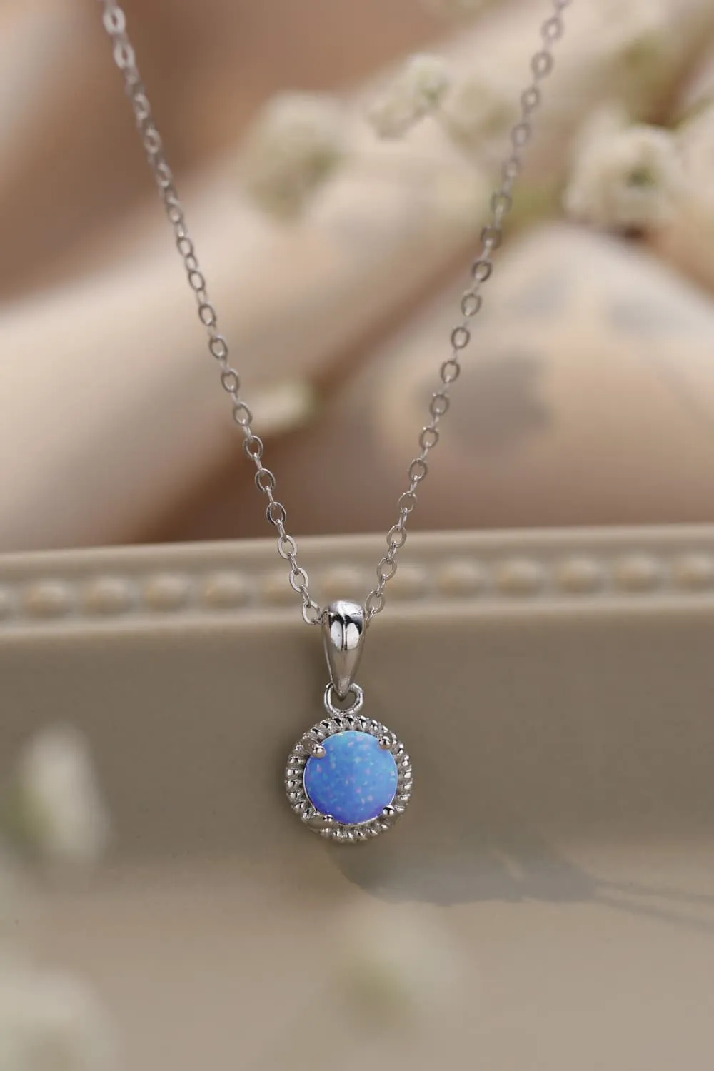 Opal Round Pendant Chain Necklace sold by Gigi Laurent product image thumbnail 5