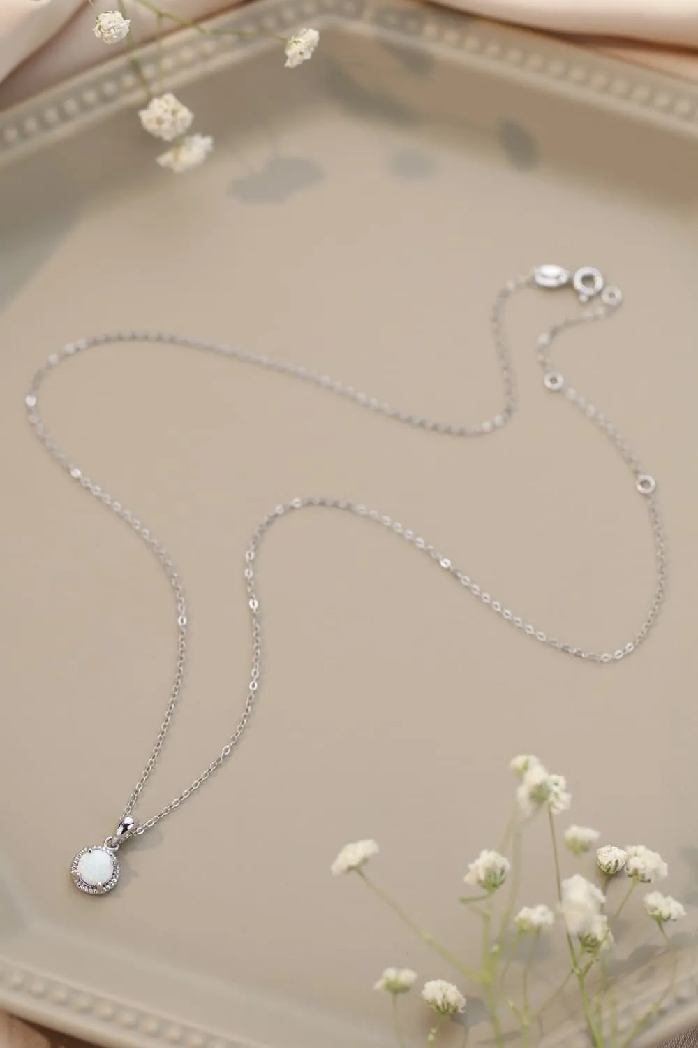 Opal Round Pendant Chain Necklace sold by Gigi Laurent product image thumbnail 4
