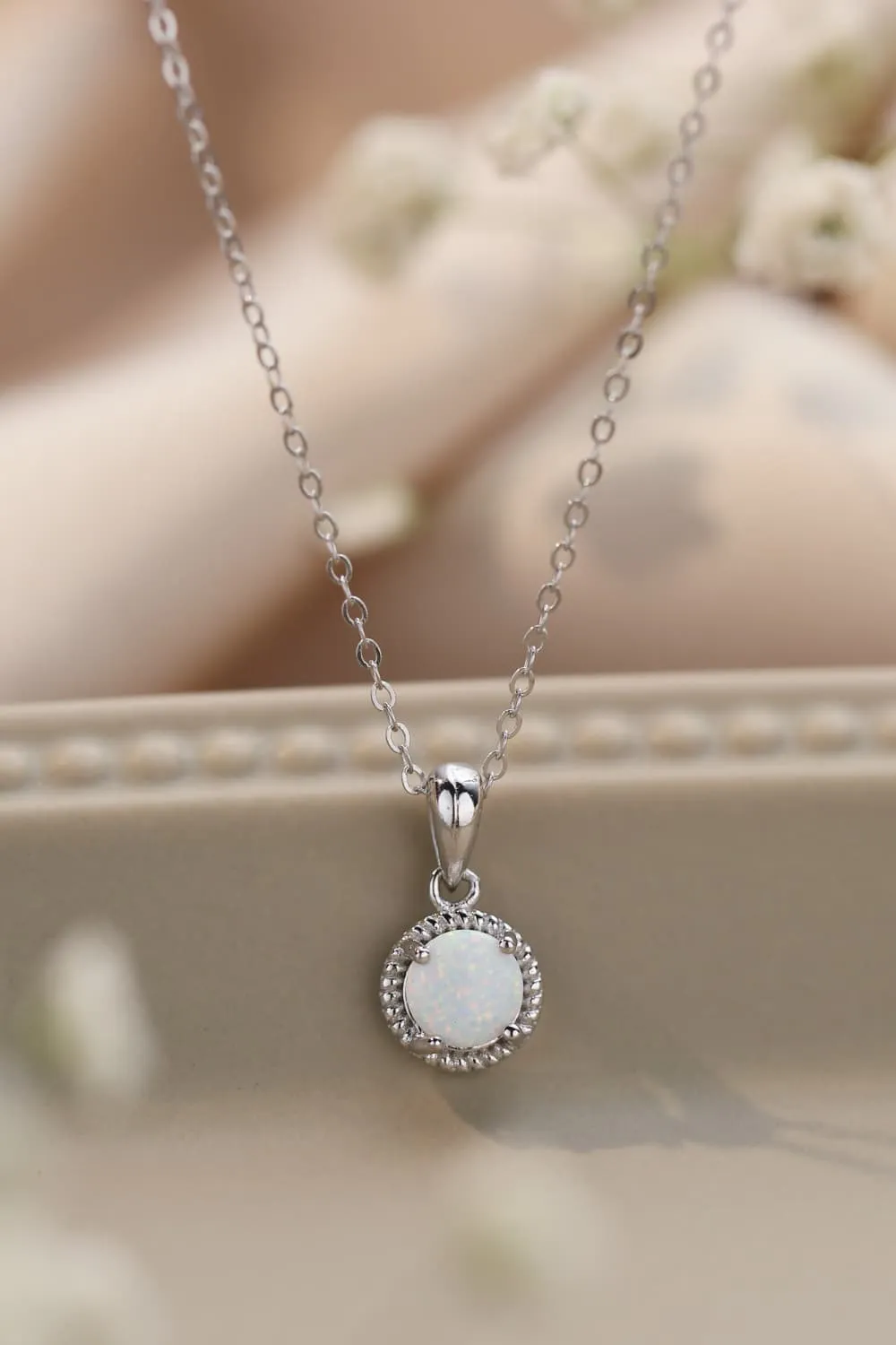 Opal Round Pendant Chain Necklace sold by Gigi Laurent