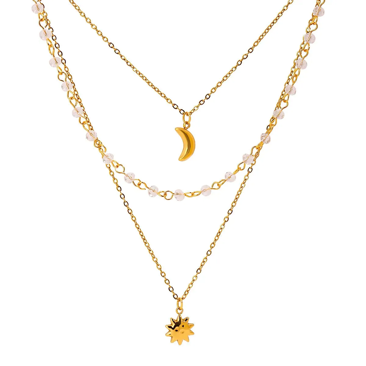 18K Gold-Plated Layered Moon Sun Pendant Necklace sold by Gigi Laurent product image thumbnail 5