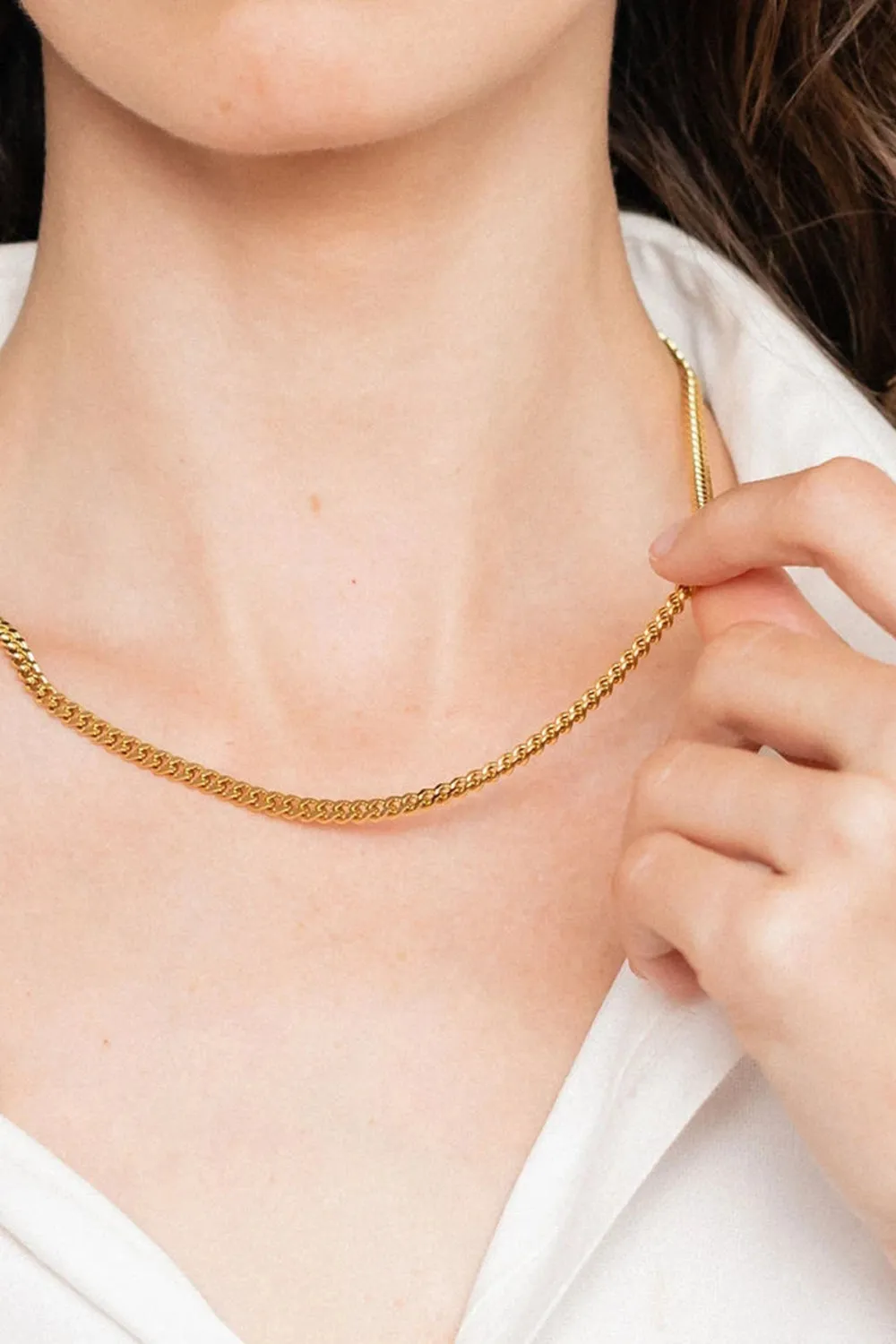 18K Gold Plated Curb Chain Necklace sold by Gigi Laurent product image thumbnail 4