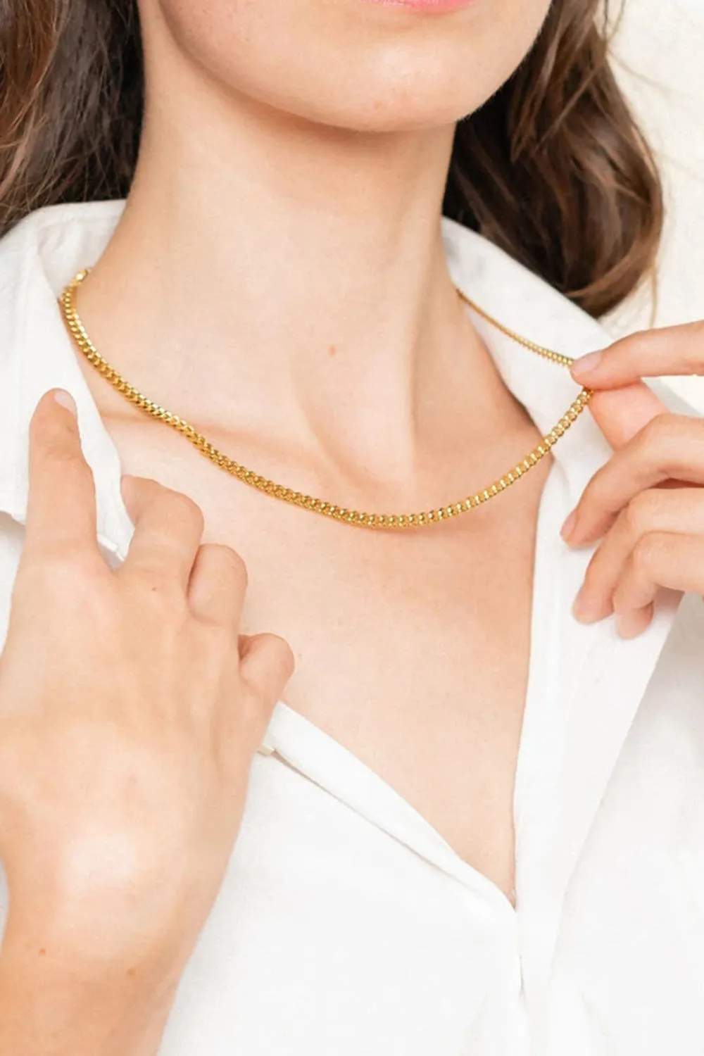 18K Gold Plated Curb Chain Necklace sold by Gigi Laurent product image thumbnail 2