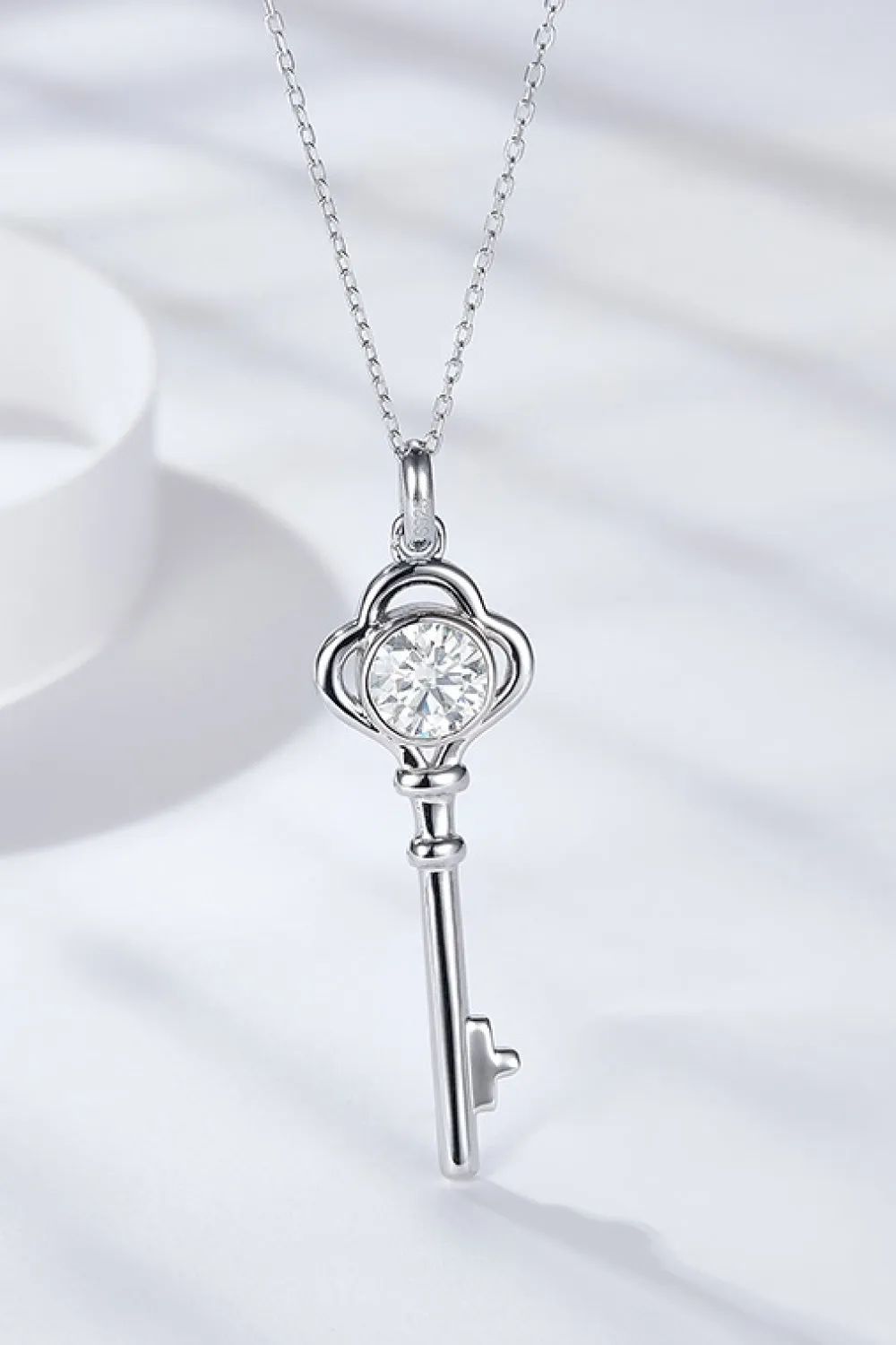 925 Sterling Silver 1 Carat Moissanite Key Pendant Necklace sold by Gigi Laurent product image thumbnail 2
