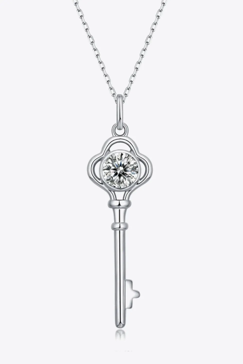 925 Sterling Silver 1 Carat Moissanite Key Pendant Necklace sold by Gigi Laurent