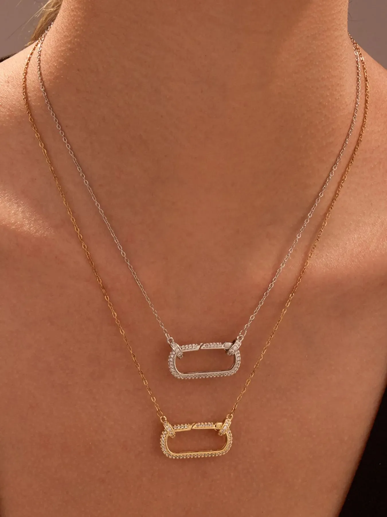 Stainless Steel Zircon Rectangle Pendant Necklace sold by Gigi Laurent