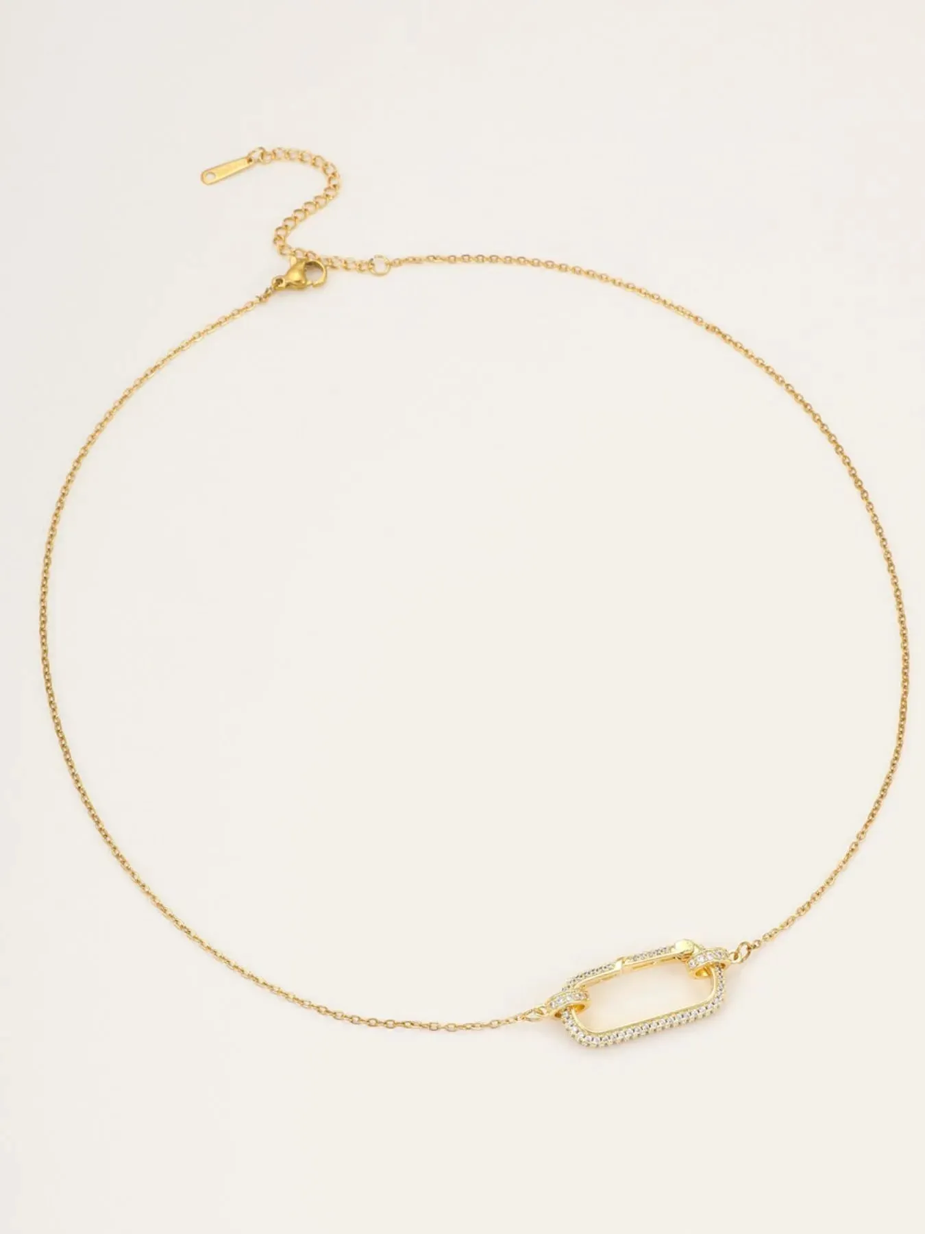 Stainless Steel Zircon Rectangle Pendant Necklace sold by Gigi Laurent product image thumbnail 4