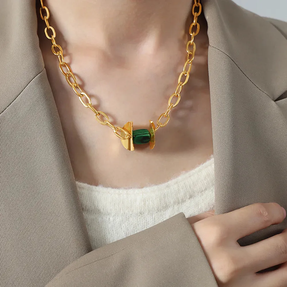 Natural Stone Pendant Titanium Steel Necklace sold by Gigi Laurent product image thumbnail 2