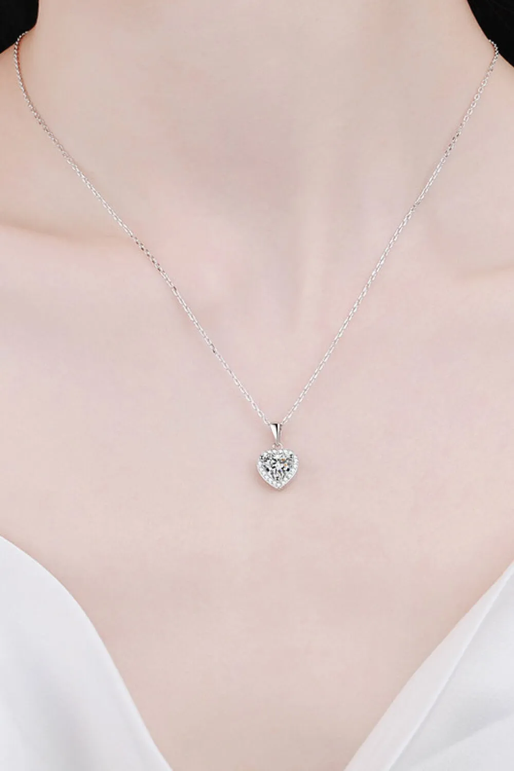 1 Carat Moissanite Heart Pendant Chain Necklace sold by Gigi Laurent product image thumbnail 5