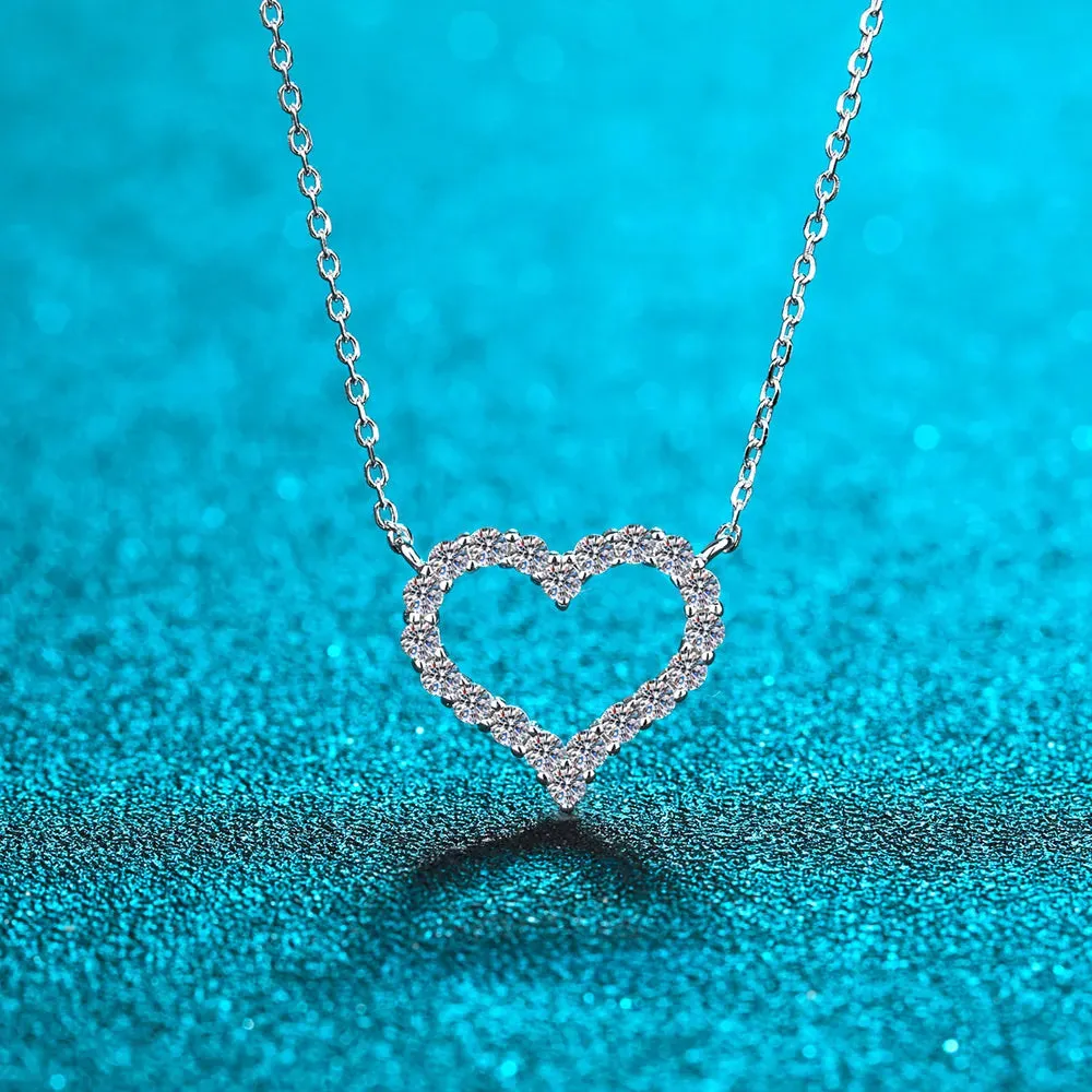 Moissanite 925 Sterling Silver Heart Shape Necklace sold by Gigi Laurent