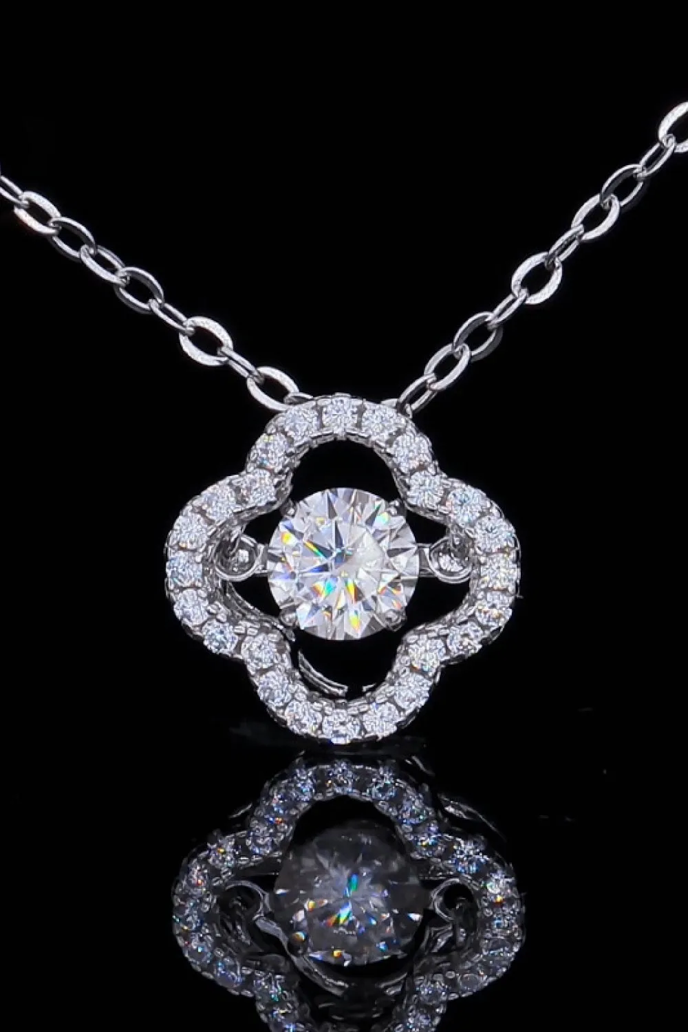 925 Sterling Silver Moissanite Flower Pendant Necklace sold by Gigi Laurent