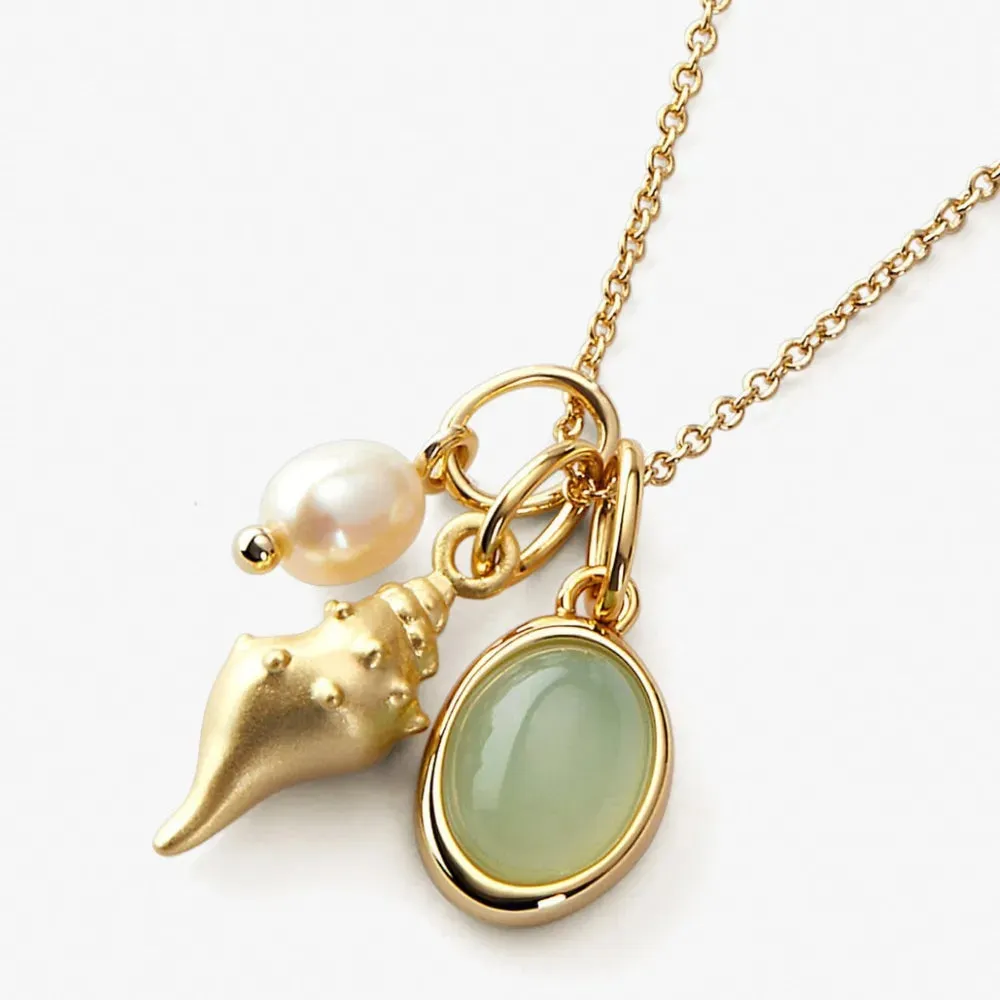 14K Gold-Plated Natural Crystal Conch Pendant Necklace sold by Gigi Laurent product image thumbnail 4