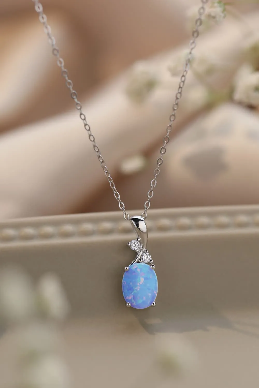Opal Oval Pendant Chain Necklace sold by Gigi Laurent