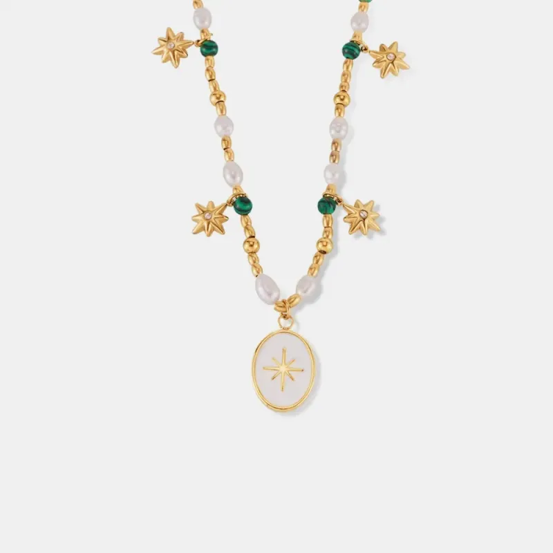 Titanium Steel Freshwater Pearl Oval Pendant Necklace sold by Gigi Laurent