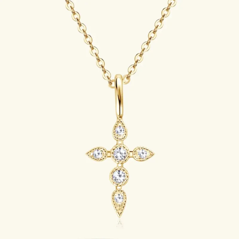 925 Sterling Silver Moissanite Cross Pendant Necklace sold by Gigi Laurent