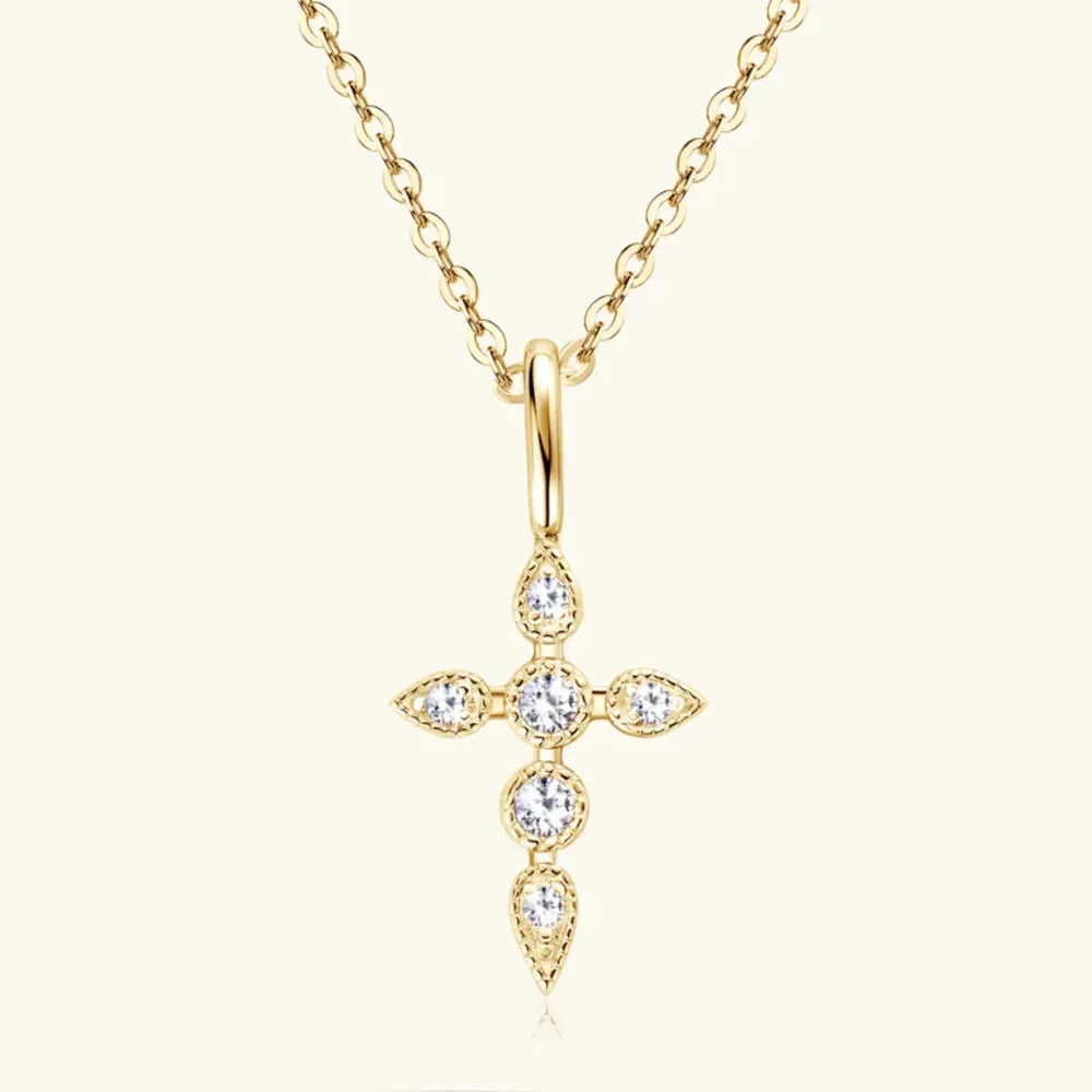 925 Sterling Silver Moissanite Cross Pendant Necklace sold by Gigi Laurent