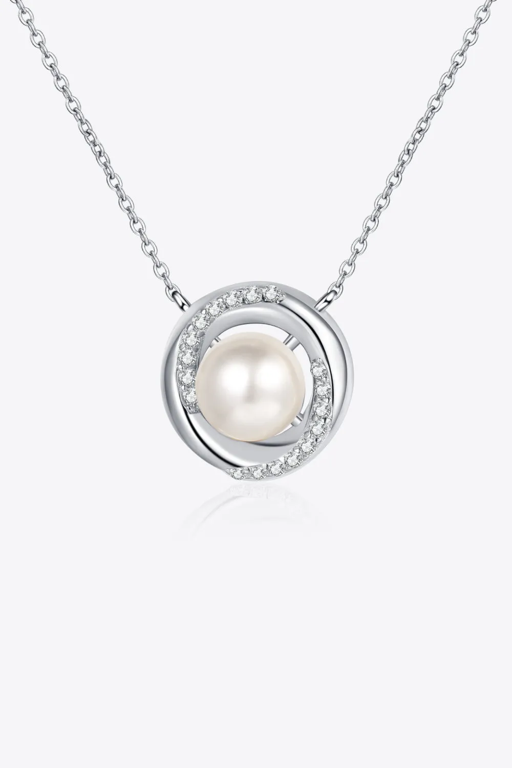 Moissanite Pearl Rhodium-Plated Necklace sold by Gigi Laurent