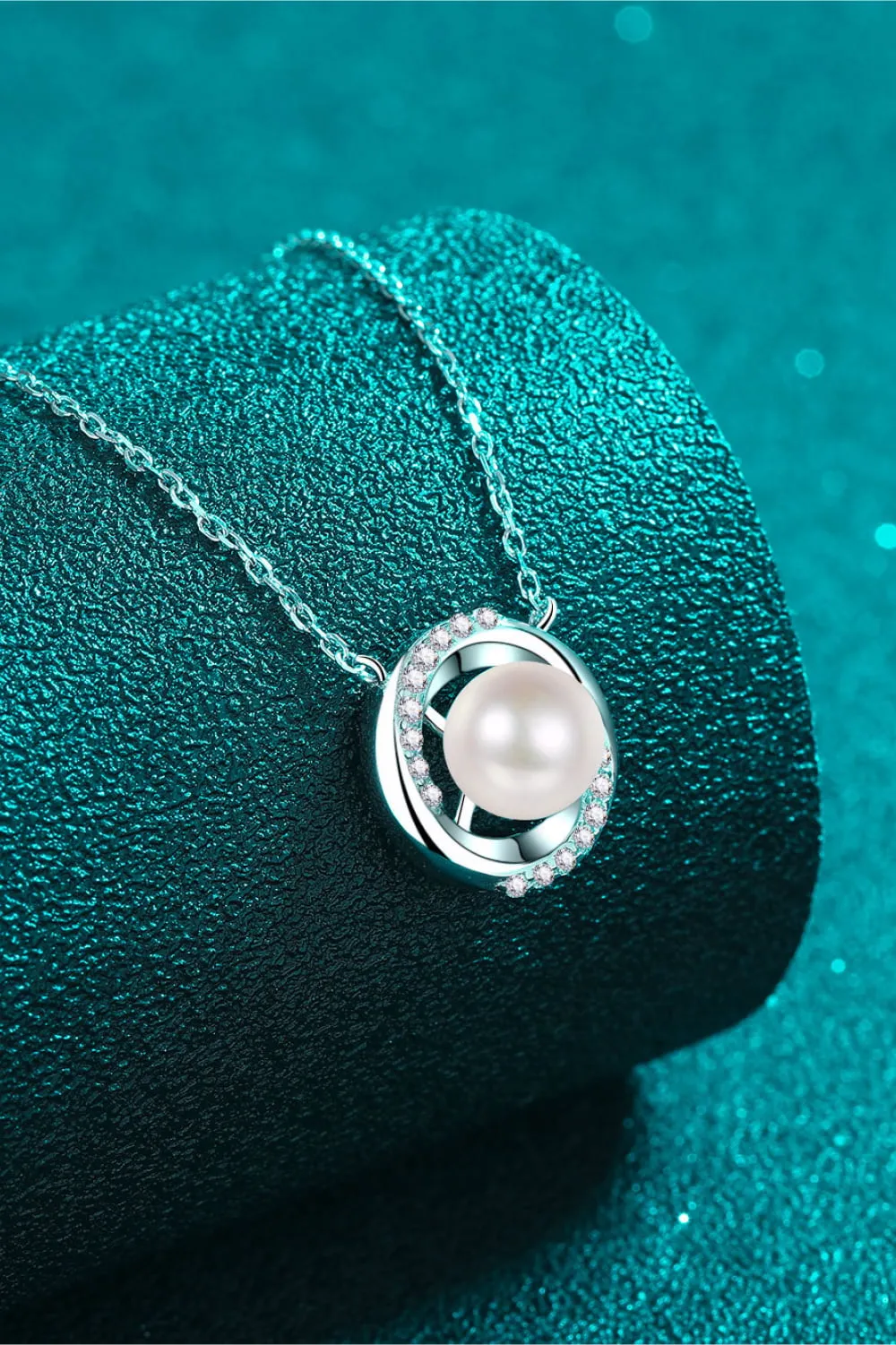 Moissanite Pearl Rhodium-Plated Necklace sold by Gigi Laurent product image thumbnail 5