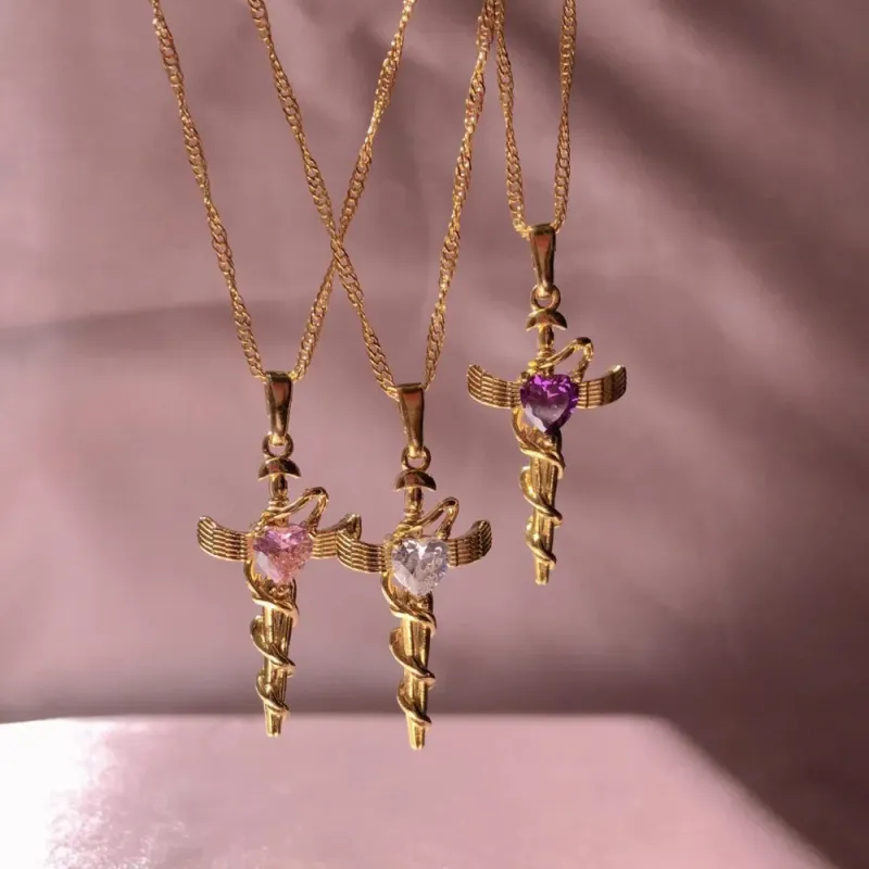 Copper Zircon Cross Pendant Necklace sold by Gigi Laurent