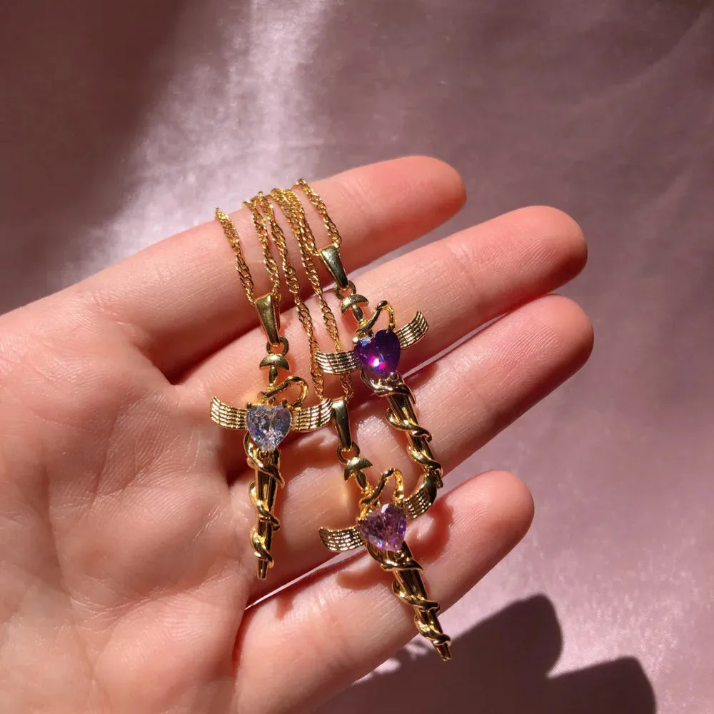 Copper Zircon Cross Pendant Necklace sold by Gigi Laurent product image thumbnail 5