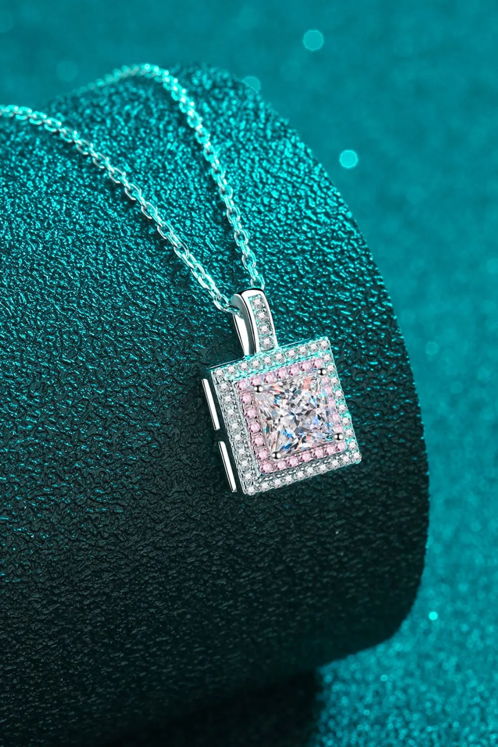 1 Carat Moissanite Square Pendant Chain Necklace sold by Gigi Laurent product image thumbnail 3