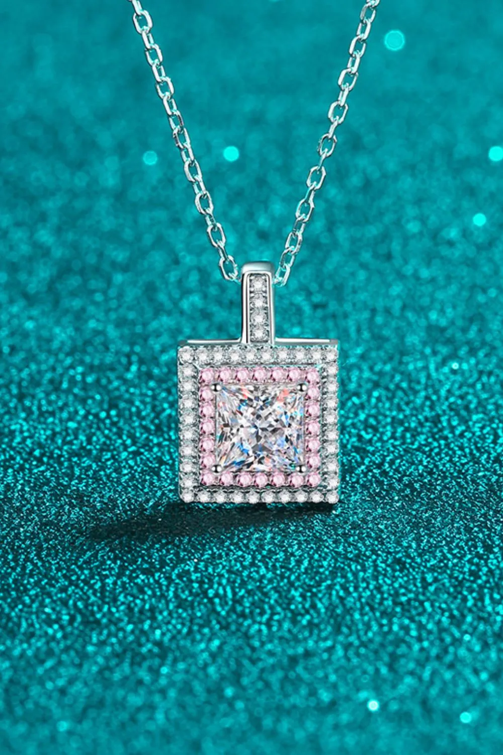 1 Carat Moissanite Square Pendant Chain Necklace sold by Gigi Laurent product image thumbnail 2