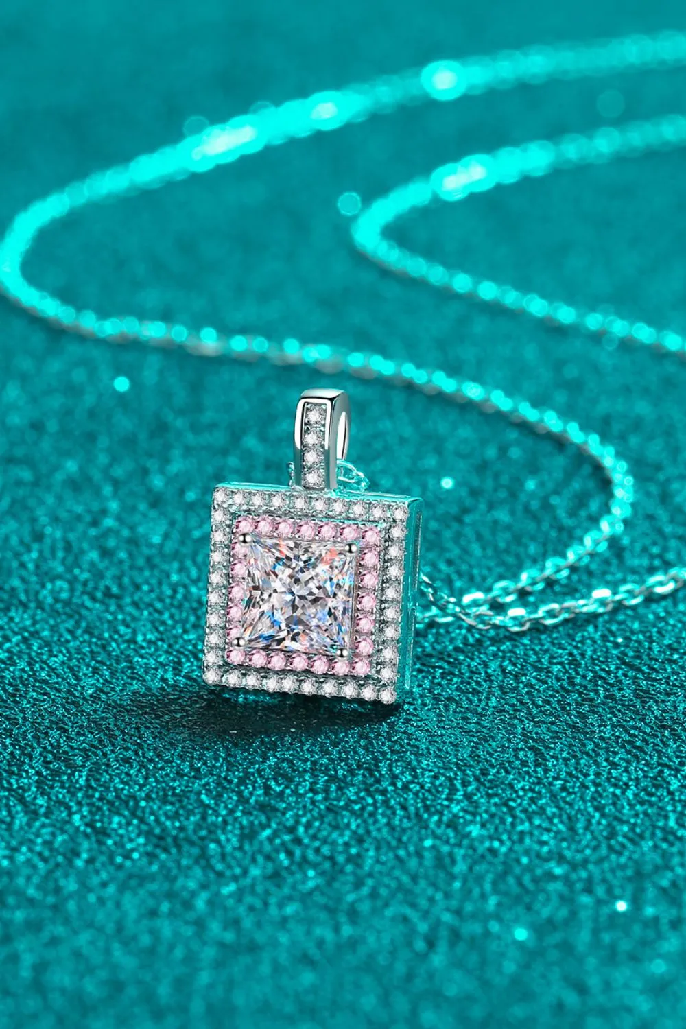 1 Carat Moissanite Square Pendant Chain Necklace sold by Gigi Laurent product image thumbnail 4