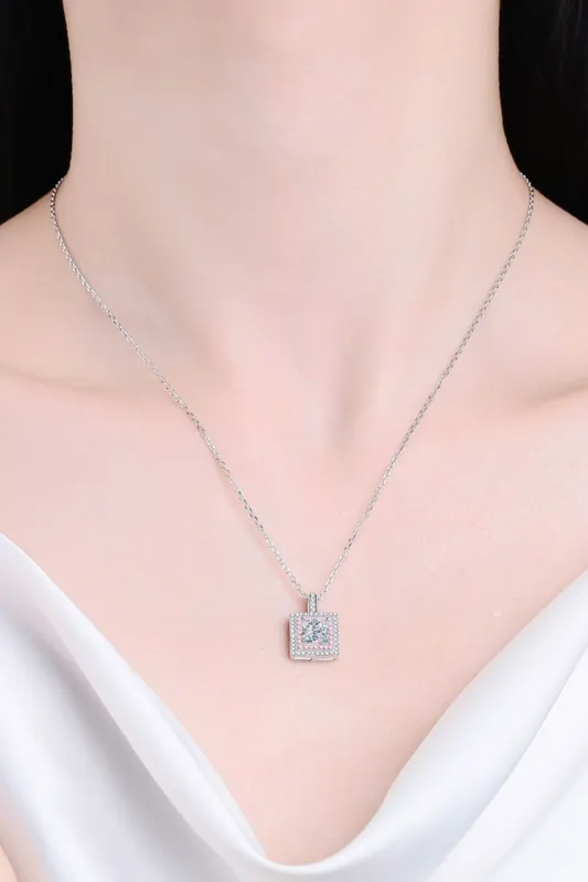 1 Carat Moissanite Square Pendant Chain Necklace sold by Gigi Laurent