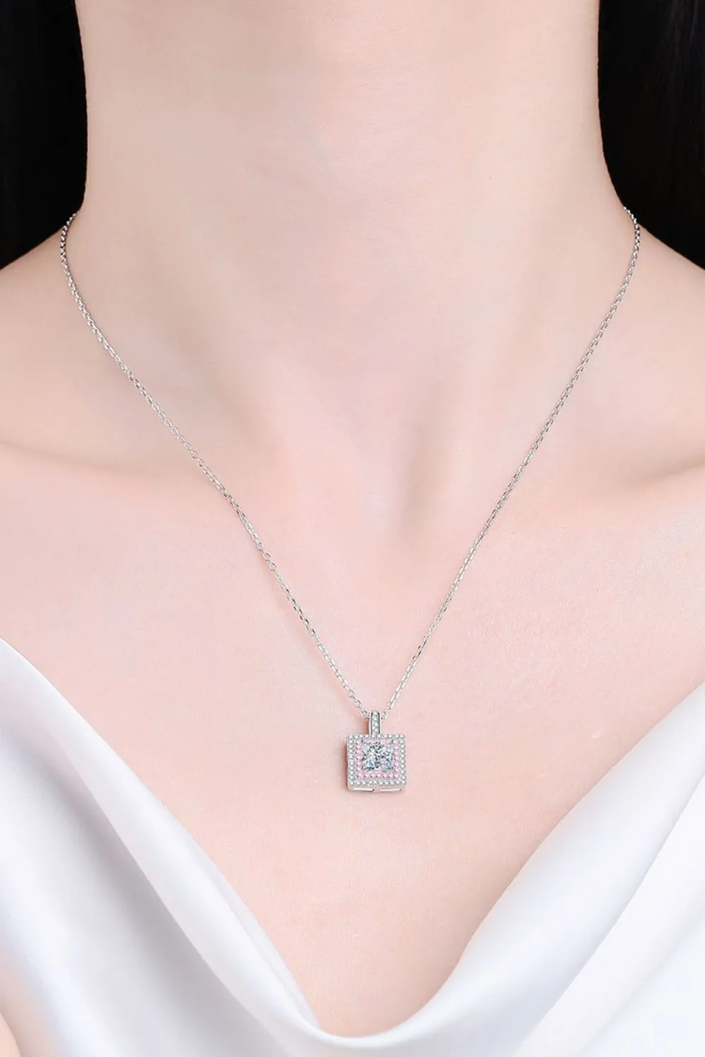 1 Carat Moissanite Square Pendant Chain Necklace sold by Gigi Laurent