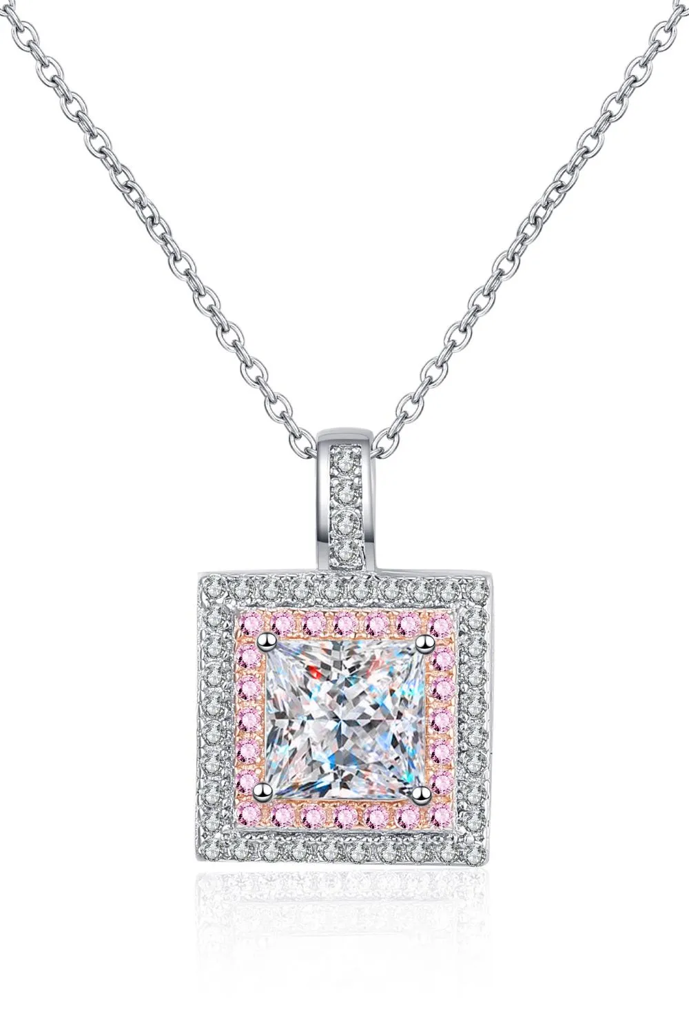 1 Carat Moissanite Square Pendant Chain Necklace sold by Gigi Laurent product image thumbnail 5