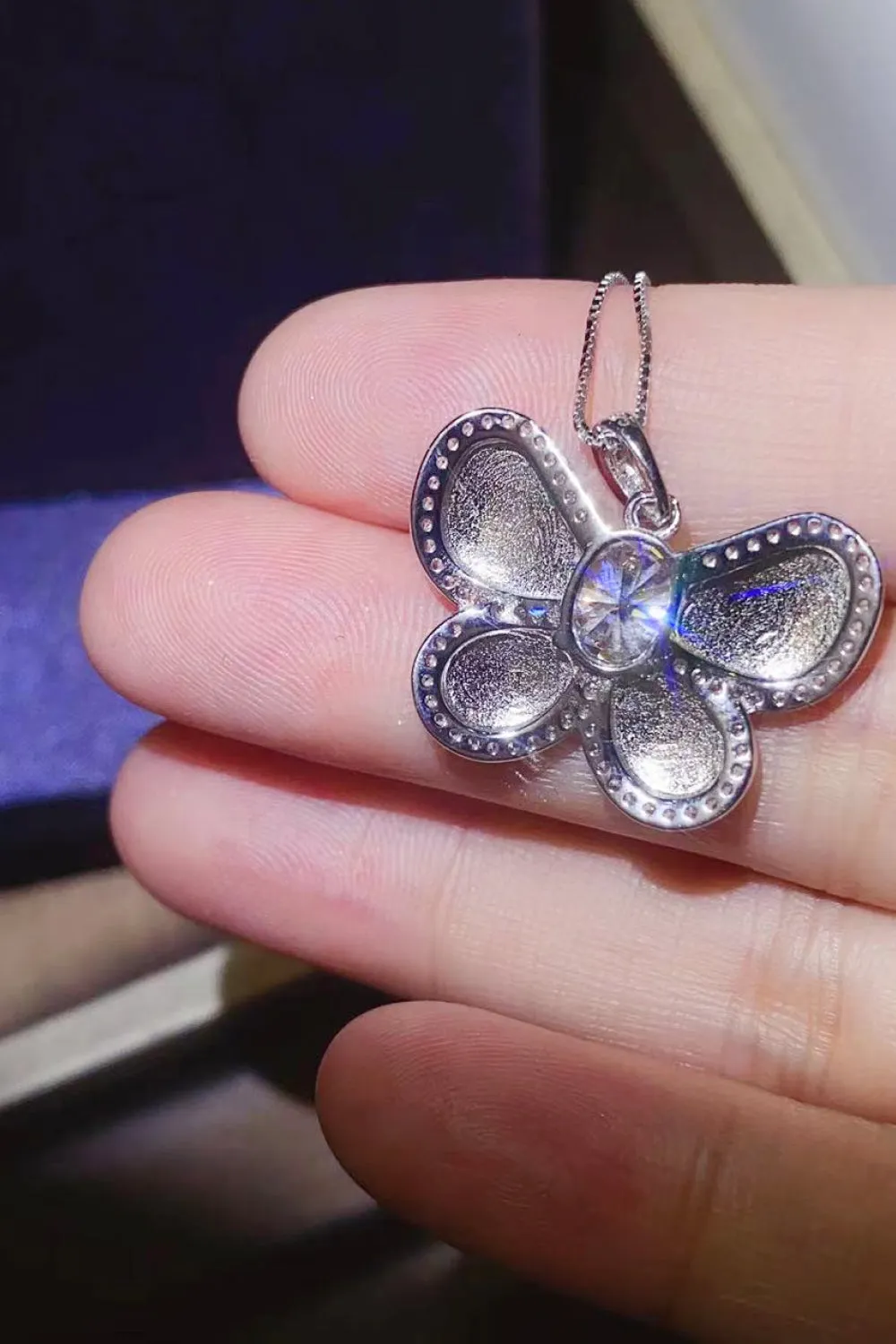 1 Carat Moissanite Butterfly Pendant Necklace sold by Gigi Laurent product image thumbnail 3