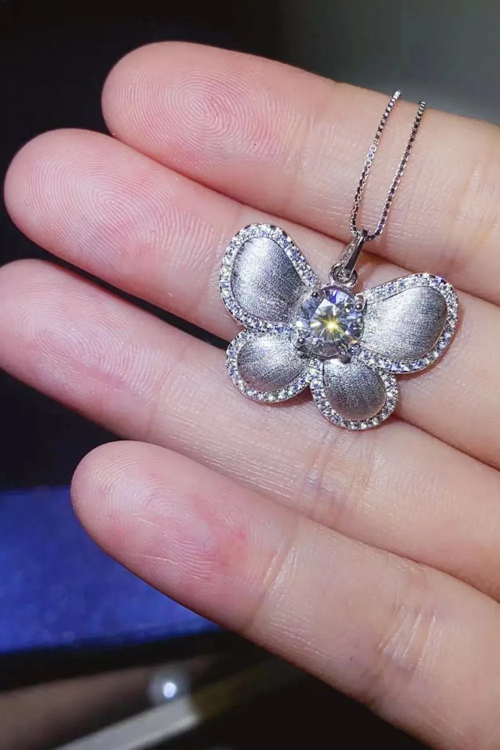 1 Carat Moissanite Butterfly Pendant Necklace sold by Gigi Laurent