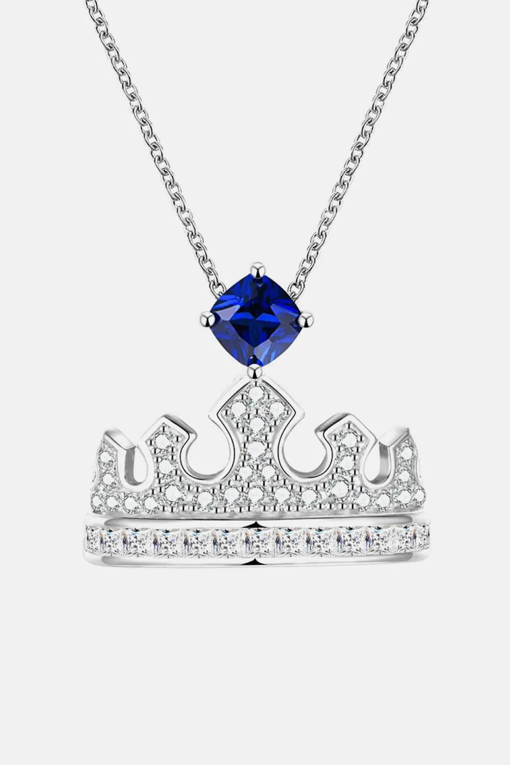 Zircon Lab-Grown Sapphire Crown Shape Pendant Necklace sold by Gigi Laurent