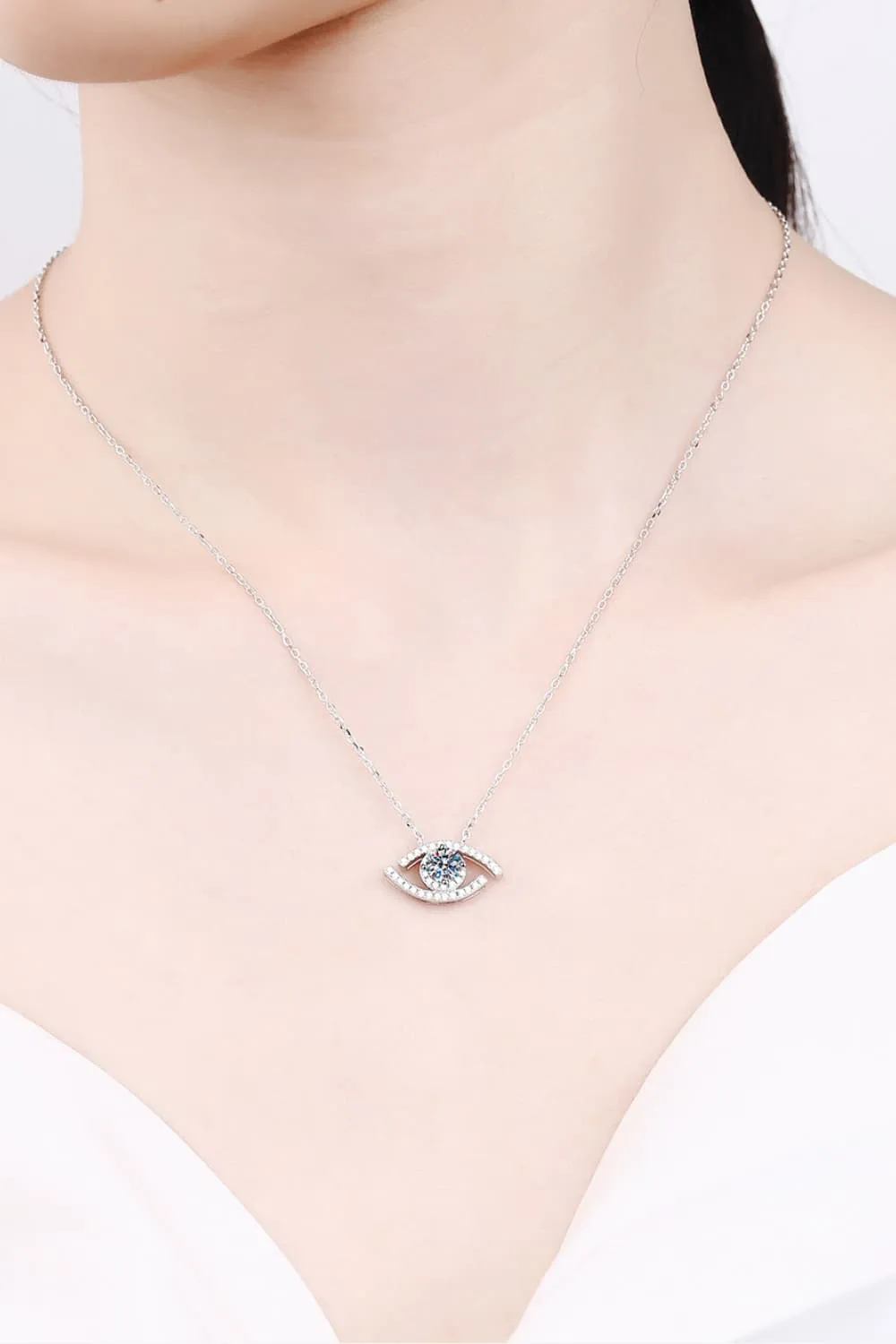 Moissanite Evil Eye Pendant 925 Sterling Silver Necklace sold by Gigi Laurent
